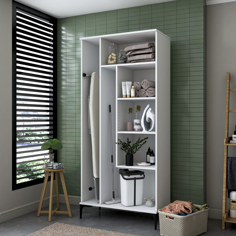 Badeværelsesskab Wallxpert Cleo Hylde (90 x 198,6 x 45 cm) Hvid - Hvid - Hus & renovering - Køkken & bad - Badeværelse - Badeværelsesmøbler - Badeværelsesskab