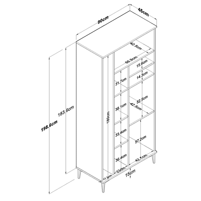 Badeværelsesskab Wallxpert Cleos Shelf (90 x 198,6 x 45 cm) Hvid - Hvid - Hus & renovering - Køkken & bad - Badeværelse - Badeværelsesmøbler - Badeværelsesskab