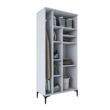 Badeværelsesskab Wallxpert Cleos Shelf (90 x 198,6 x 45 cm) Hvid - Hvid - Hus & renovering - Køkken & bad - Badeværelse - Badeværelsesmøbler - Badeværelsesskab