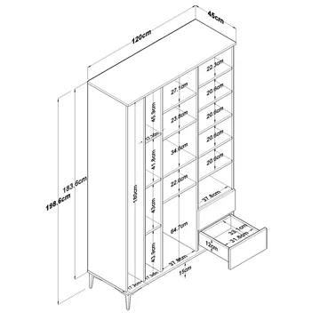 Badeværelsesskab Wallxpert Dara (120 x 198,6 x 45 cm) Hvid - Hvid - Hus & renovering - Køkken & bad - Badeværelse - Badeværelsesmøbler - Badeværelsesskab