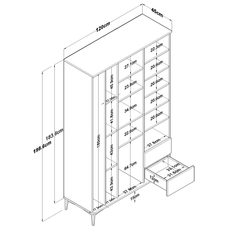 Badeværelsesskab Wallxpert Dara (120 x 198,6 x 45 cm) Hvid - Hvid - Hus & renovering - Køkken & bad - Badeværelse - Badeværelsesmøbler - Badeværelsesskab