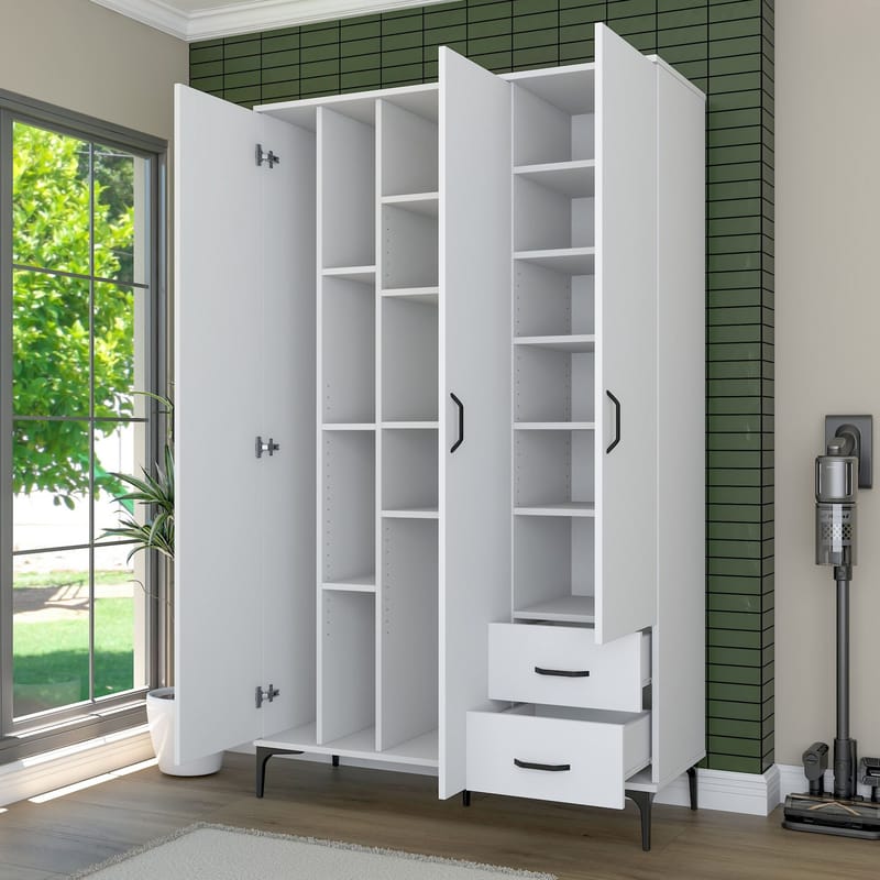 Badeværelsesskab Wallxpert Dara (120 x 198,6 x 45 cm) Hvid - Hvid - Hus & renovering - Køkken & bad - Badeværelse - Badeværelsesmøbler - Badeværelsesskab
