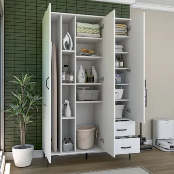 Badeværelsesskab Wallxpert Dara (120 x 198,6 x 45 cm) Hvid - Hvid - Hus & renovering - Køkken & bad - Badeværelse - Badeværelsesmøbler - Badeværelsesskab