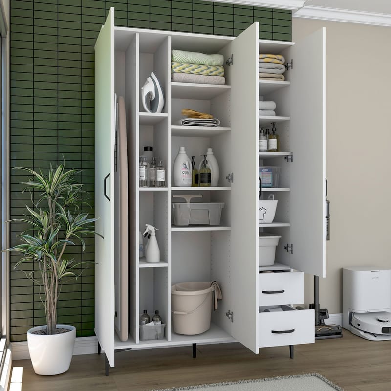 Badeværelsesskab Wallxpert Dara (120 x 198,6 x 45 cm) Hvid - Hvid - Hus & renovering - Køkken & bad - Badeværelse - Badeværelsesmøbler - Badeværelsesskab