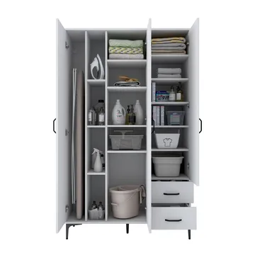 Badeværelsesskab Wallxpert Dara (120 x 198,6 x 45 cm) Hvid - Hvid - Hus & renovering - Køkken & bad - Badeværelse - Badeværelsesmøbler - Badeværelsesskab