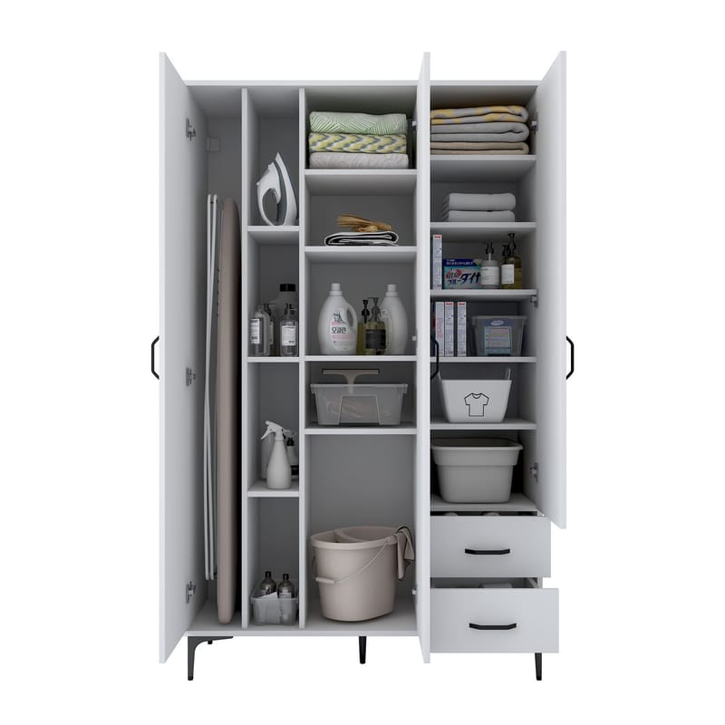 Badeværelsesskab Wallxpert Dara (120 x 198,6 x 45 cm) Hvid - Hvid - Hus & renovering - Køkken & bad - Badeværelse - Badeværelsesmøbler - Badeværelsesskab