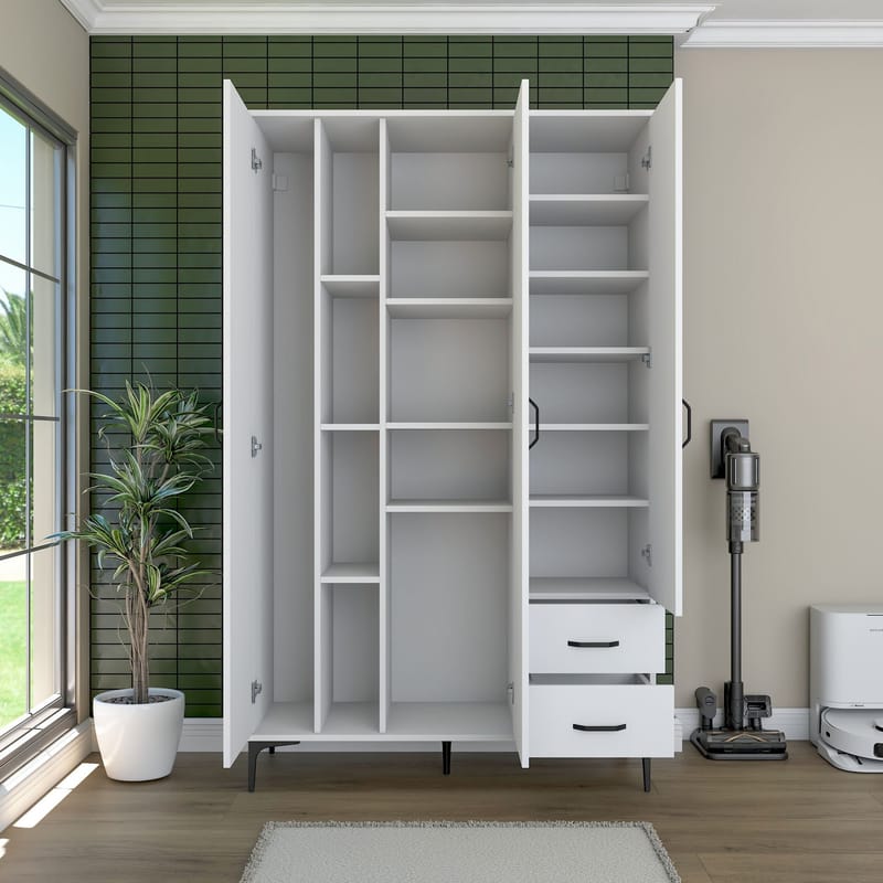 Badeværelsesskab Wallxpert Dara (120 x 198,6 x 45 cm) Hvid - Hvid - Hus & renovering - Køkken & bad - Badeværelse - Badeværelsesmøbler - Badeværelsesskab