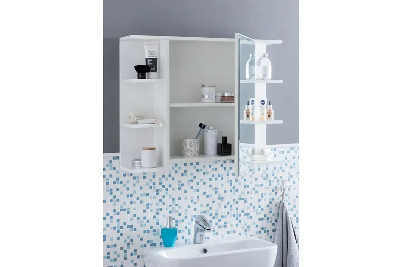 Badeværelsesskab Wohnling Moderne med spejldør lavet af hvid spånplade - Hus & renovering - Køkken & bad - Badeværelse - Badeværelsesmøbler - Spejlskabe