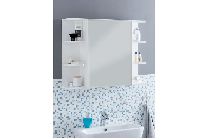Badeværelsesskab Wohnling Moderne med spejldør lavet af hvid spånplade - Hus & renovering - Køkken & bad - Badeværelse - Badeværelsesmøbler - Spejlskabe