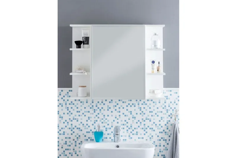 Badeværelsesskab Wohnling Moderne med spejldør lavet af hvid spånplade - Hus & renovering - Køkken & bad - Badeværelse - Badeværelsesmøbler - Spejlskabe