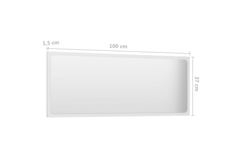 badeværelsesspejl 100x1,5x37 cm spånplade hvid højglans - Hvid - Badeværelsesspejl