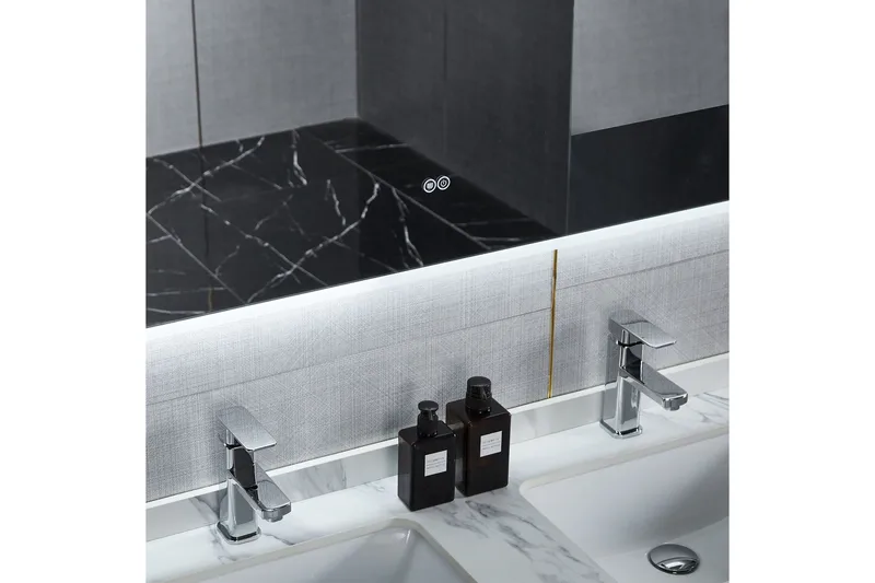 Badeværelsesspejl 100x80 cm med LED-belysning og anti-dug - Hus & renovering - Køkken & bad - Badeværelse - Badeværelsesmøbler - Badeværelsesspejl