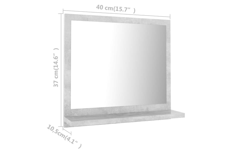 badeværelsesspejl 40x10,5x37 cm spånplade betongrå - Grå - Badeværelsesspejl