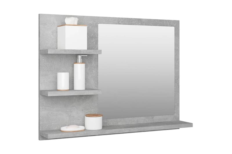 badeværelsesspejl 60x10,5x45 cm spånplade betongrå - Grå - Badeværelsesspejl
