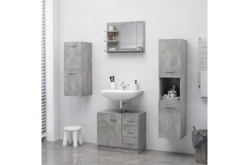 badeværelsesspejl 60x10,5x45 cm spånplade betongrå - Grå - Badeværelsesspejl