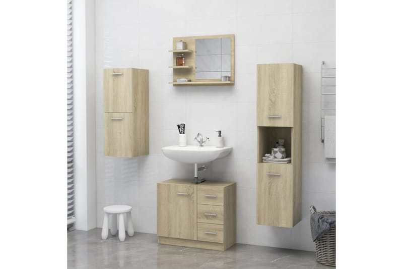 badeværelsesspejl 60x10,5x45 cm spånplade sonoma-eg - Brun - Hus & renovering - Køkken & bad - Badeværelse - Badeværelsesmøbler - Badeværelsesspejl