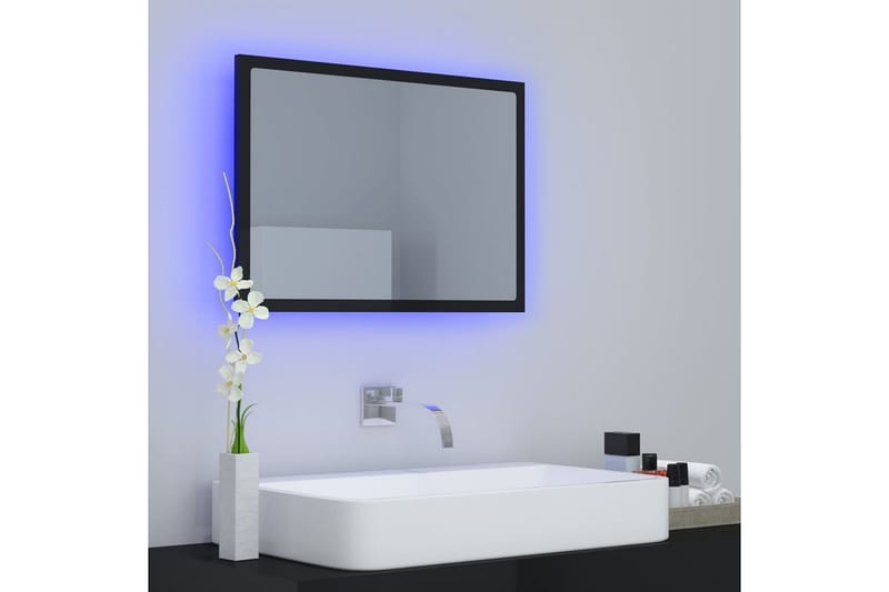 badeværelsesspejl 60x8,5x37 cm spånplade sort højglans - Sort - Badeværelsesspejl