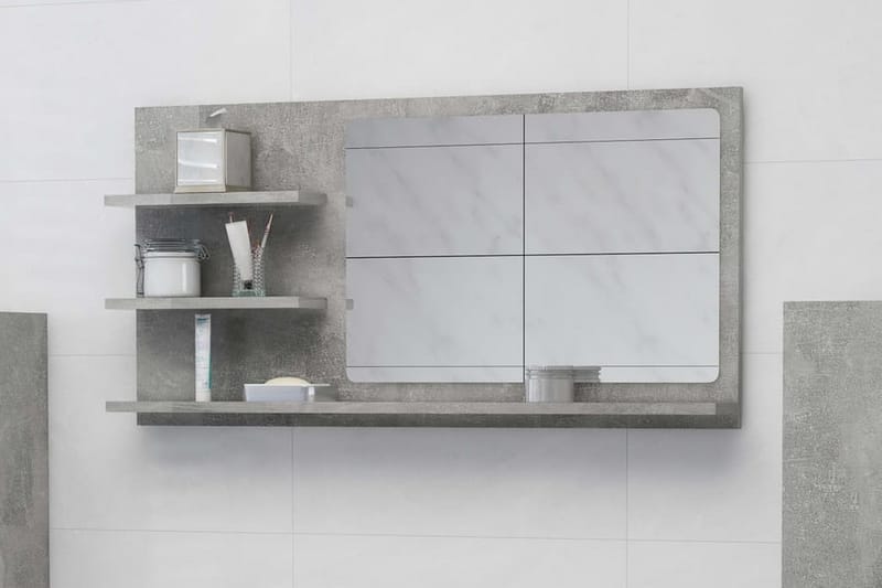 badeværelsesspejl 90x10,5x45 cm spånplade betongrå - Grå - Badeværelsesspejl