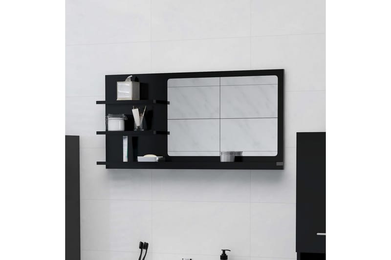 badeværelsesspejl 90x10,5x45 cm spånplade sort - Sort - Badeværelsesspejl