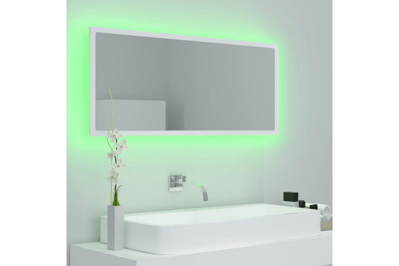 badeværelsesspejl m. LED-lys 100x8,5x37 cm spånplade hvid - Hvid - Badeværelsesspejl