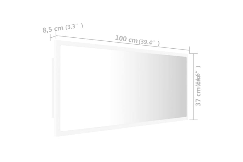 badeværelsesspejl m. LED-lys 100x8,5x37 cm spånplade hvid - Hvid - Badeværelsesspejl