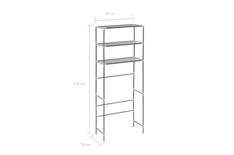 Opbevaringsstativ I 3 Niveauer 69 X 28 X 169 Cm Sølvfarvet - Sølv - Hus & renovering - Køkken & bad - Badeværelse - Badeværelsesmøbler - Badeværelseshylde