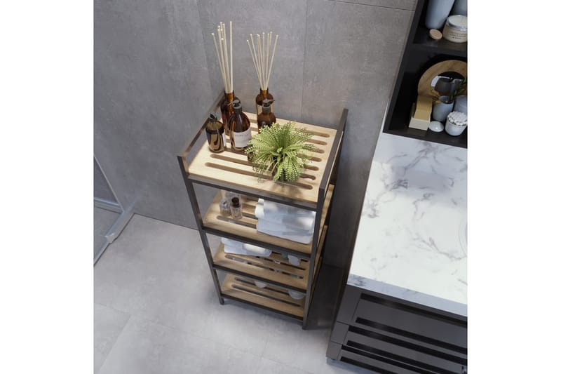 Stralsund Badeværelses hylde 45 cm - Oak/Sort - Hus & renovering - Køkken & bad - Badeværelse - Badeværelsesmøbler - Badeværelseshylde