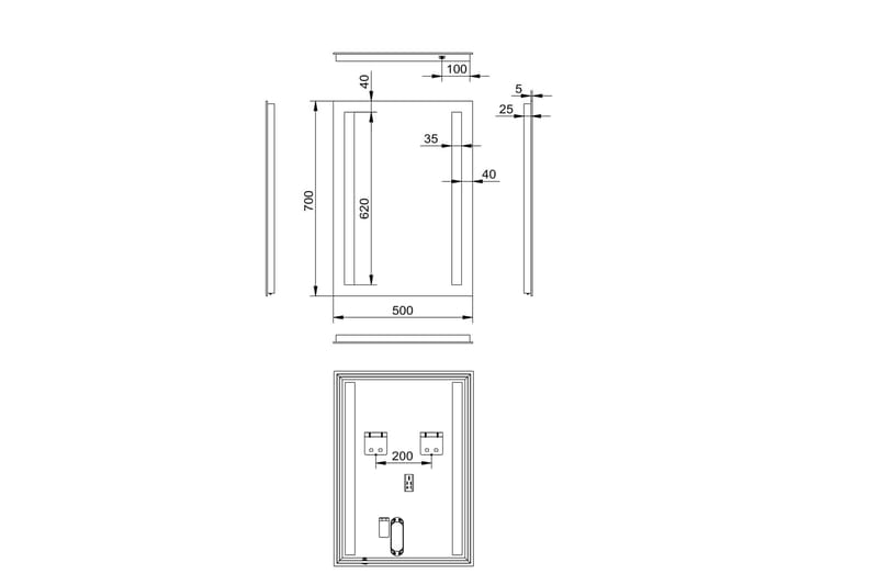 Allejaure Badeværelsesspejl 70 cm LED-belysning - Hus & renovering - Køkken & bad - Badeværelse - Badeværelsesmøbler - Badeværelsesspejl