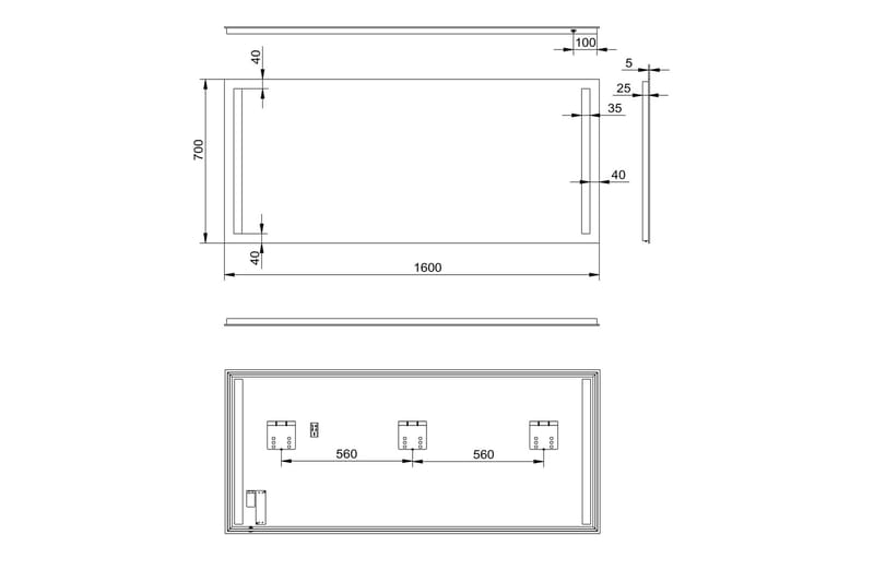 Allejaure Spejl 160x70 cm - Sølv - Hus & renovering - Køkken & bad - Badeværelse - Badeværelsesmøbler - Badeværelsesspejl