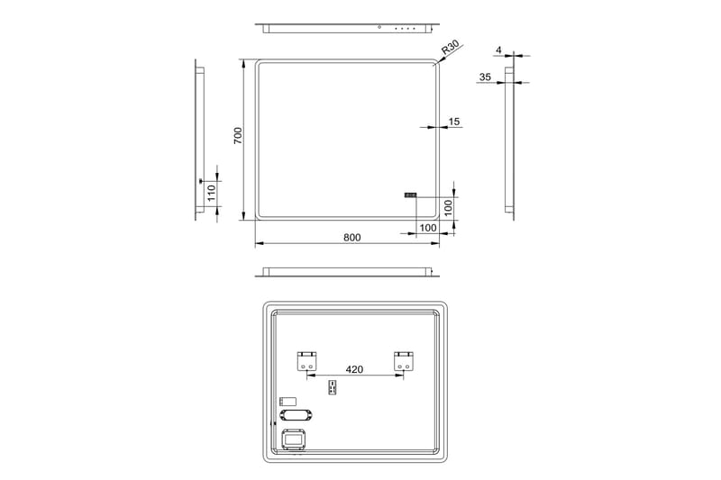 Aspsele Badeværelsesspejl 70 cm LED-belysning - Hus & renovering - Køkken & bad - Badeværelse - Badeværelsesmøbler - Badeværelsesspejl