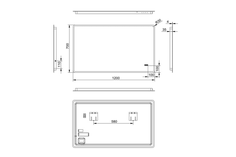 Aspsele Badeværelsesspejl 70 cm LED-belysning - Hus & renovering - Køkken & bad - Badeværelse - Badeværelsesmøbler - Badeværelsesspejl