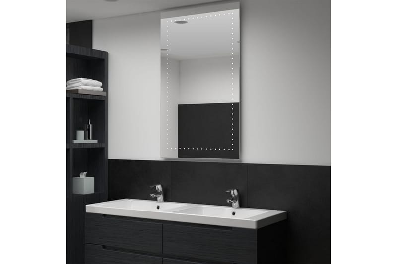 badeværelsesskab med spejl LED 60 x 100 cm - Sølv - Badeværelsesspejl - Badeværelsesspejl med belysning