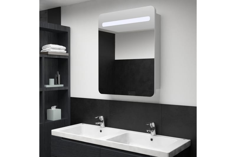 Badeværelsesskab med spejl LED 60 x 11 x 80 cm - Hvid - Badeværelsesspejl - Badeværelsesspejl med belysning
