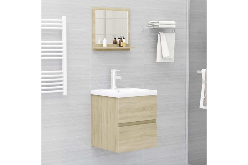badeværelsesspejl 40x10,5x37 cm spånplade sonoma-eg - Brun - Badeværelsesspejl