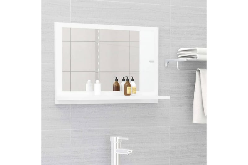 badeværelsesspejl 60x10,5x37 cm spånplade hvid højglans - Hvid - Badeværelsesspejl
