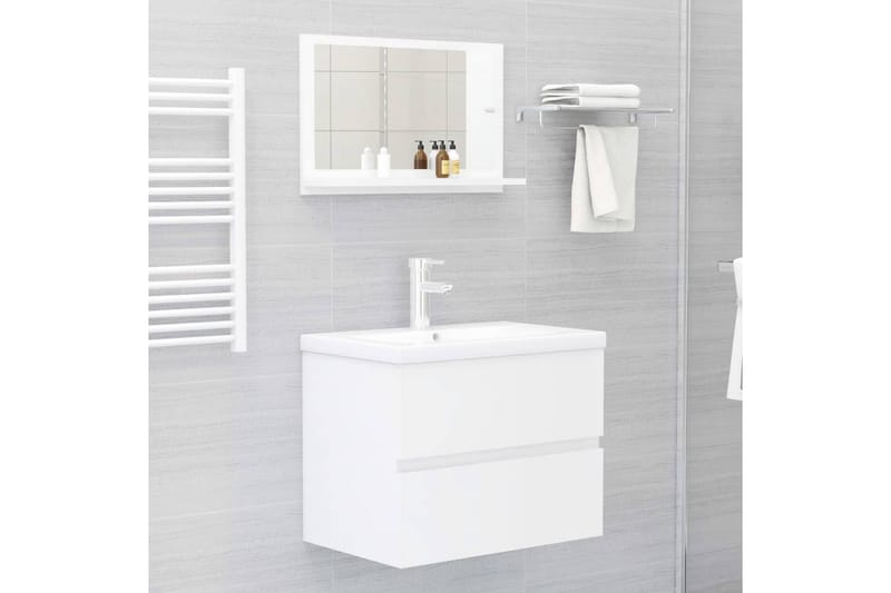 badeværelsesspejl 60x10,5x37 cm spånplade hvid højglans - Hvid - Badeværelsesspejl