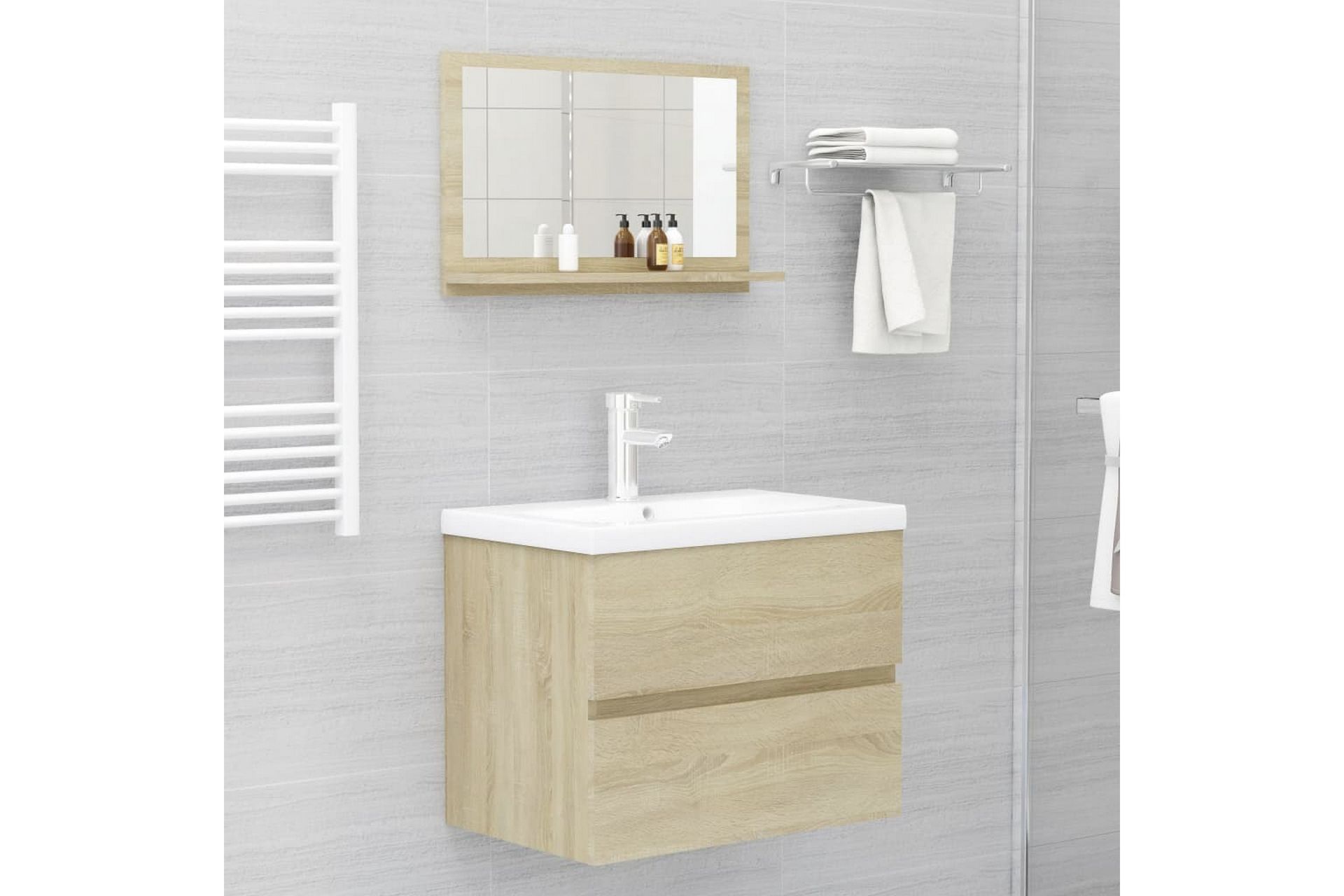 badeværelsesspejl 60x10,5x37 cm spånplade sonoma-eg - Brun - Hus & renovering - Køkken & bad - Badeværelse - Badeværelsesmøbler - Badeværelsesspejl