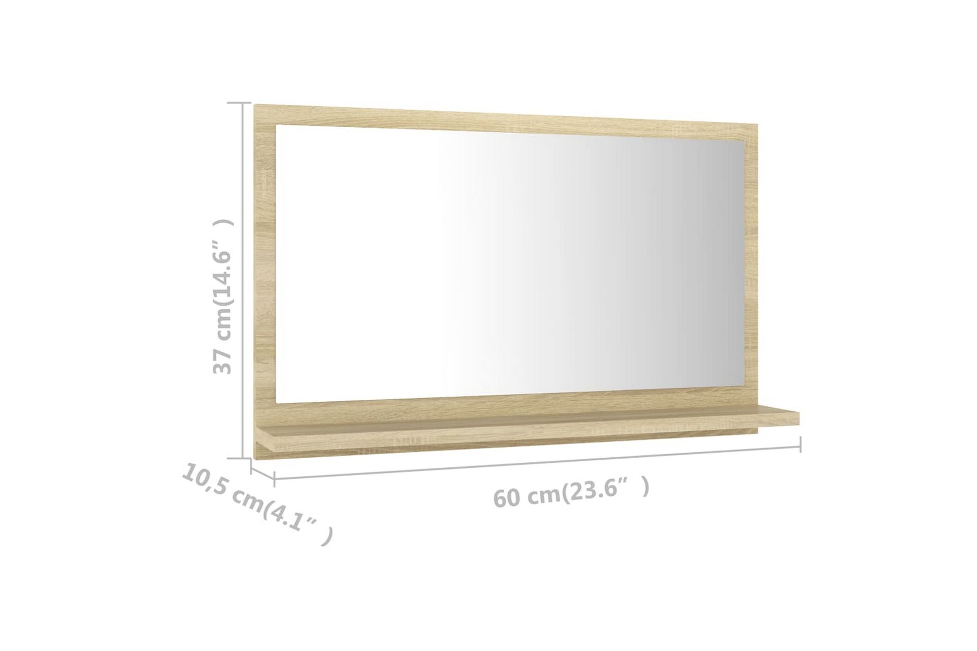 badeværelsesspejl 60x10,5x37 cm spånplade sonoma-eg - Brun - Hus & renovering - Køkken & bad - Badeværelse - Badeværelsesmøbler - Badeværelsesspejl