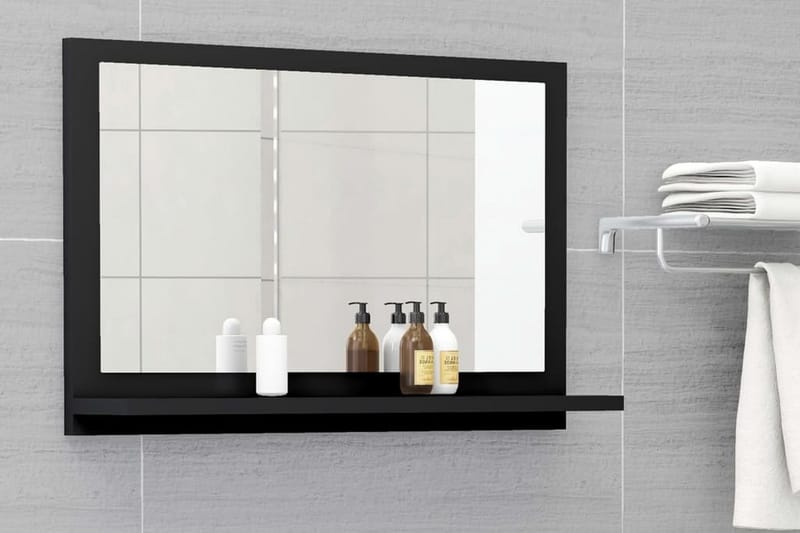 badeværelsesspejl 60x10,5x37 cm spånplade sort - Sort - Badeværelsesspejl