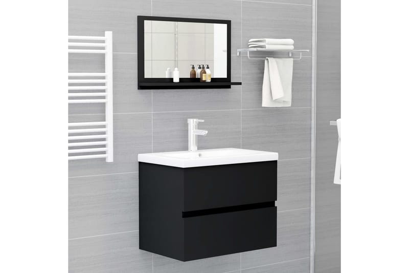 badeværelsesspejl 60x10,5x37 cm spånplade sort - Sort - Hus & renovering - Køkken & bad - Badeværelse - Badeværelsesmøbler - Badeværelsesspejl