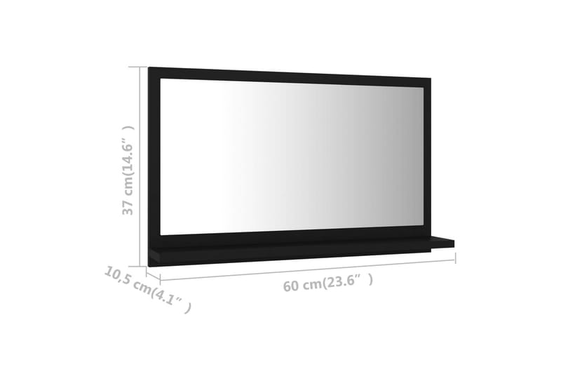badeværelsesspejl 60x10,5x37 cm spånplade sort - Sort - Hus & renovering - Køkken & bad - Badeværelse - Badeværelsesmøbler - Badeværelsesspejl