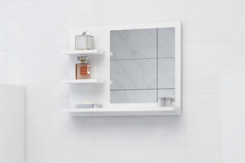 badeværelsesspejl 60x10,5x45 cm spånplade hvid højglans - Hvid - Badeværelsesspejl