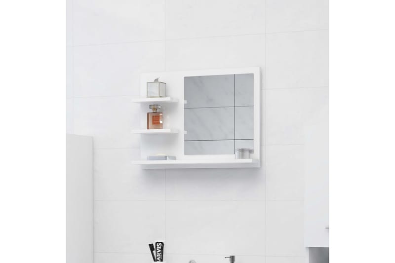 badeværelsesspejl 60x10,5x45 cm spånplade hvid højglans - Hvid - Hus & renovering - Køkken & bad - Badeværelse - Badeværelsesmøbler - Badeværelsesspejl