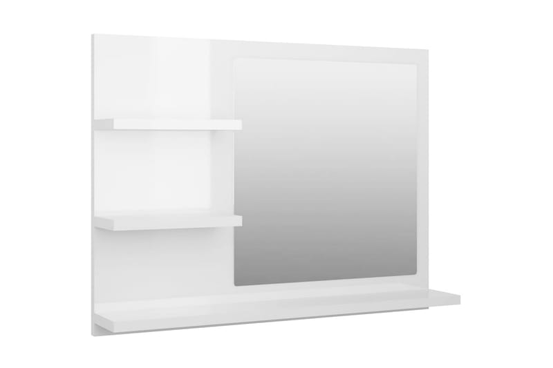 badeværelsesspejl 60x10,5x45 cm spånplade hvid højglans - Hvid - Badeværelsesspejl