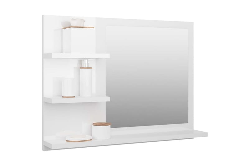 badeværelsesspejl 60x10,5x45 cm spånplade hvid højglans - Hvid - Hus & renovering - Køkken & bad - Badeværelse - Badeværelsesmøbler - Badeværelsesspejl