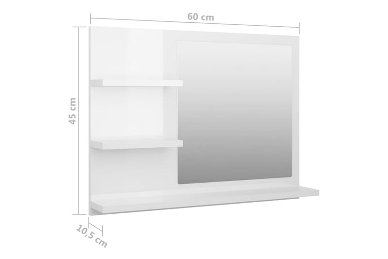 badeværelsesspejl 60x10,5x45 cm spånplade hvid højglans - Hvid - Badeværelsesspejl