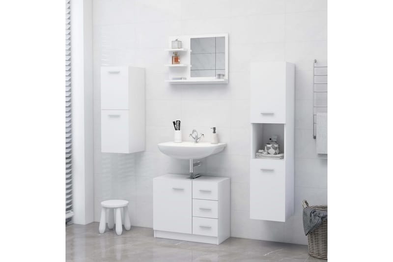 badeværelsesspejl 60x10,5x45 cm spånplade hvid - Hvid - Badeværelsesspejl