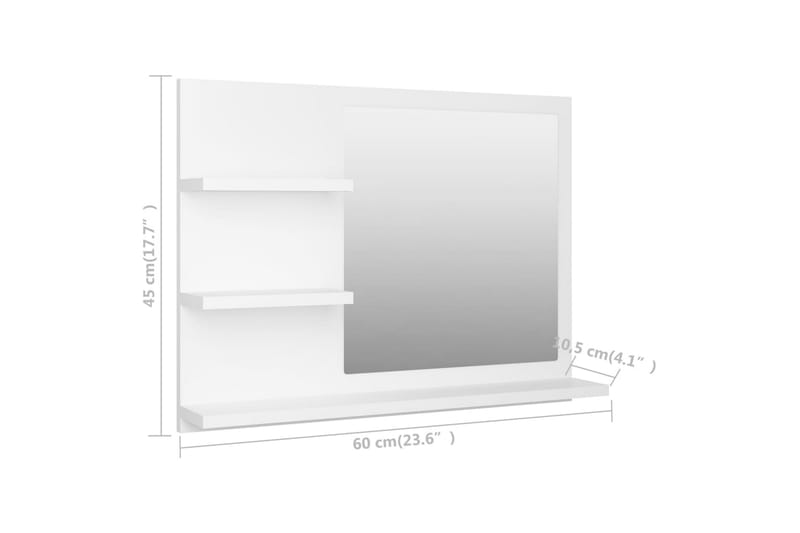 badeværelsesspejl 60x10,5x45 cm spånplade hvid - Hvid - Hus & renovering - Køkken & bad - Badeværelse - Badeværelsesmøbler - Badeværelsesspejl