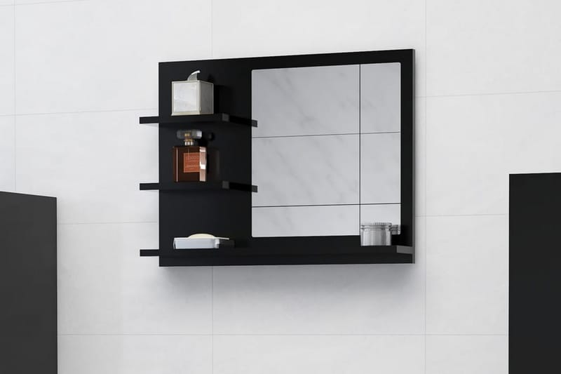badeværelsesspejl 60x10,5x45 cm spånplade sort - Sort - Badeværelsesspejl