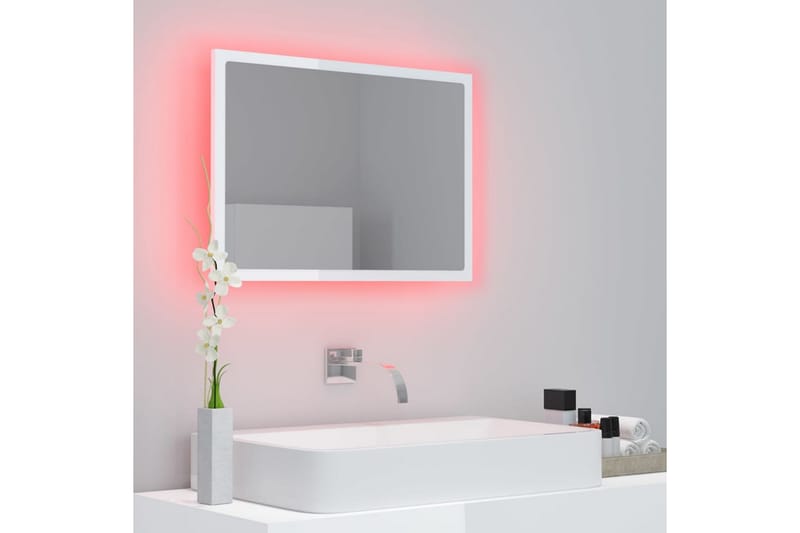 badeværelsesspejl 60x8,5x37 cm spånplade hvid højglans - Hvid - Badeværelsesspejl